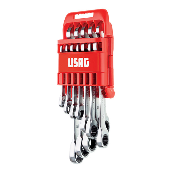 285 KB/DS12 - Serie di 12 chiavi combinate a cricchetto piatte - Usag - U02856342 285 KB/DS12 - Serie di 12 chiavi combinate a cricchetto piatte - Usag - U02856342